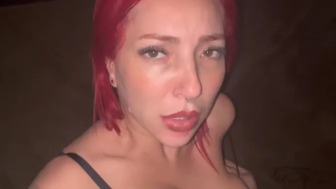 Busty redhead MILF takes black cock in POV