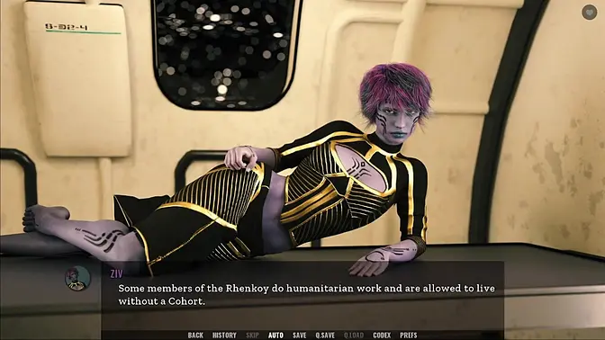 Busty redhead translator licks huge cock in animated hentai game