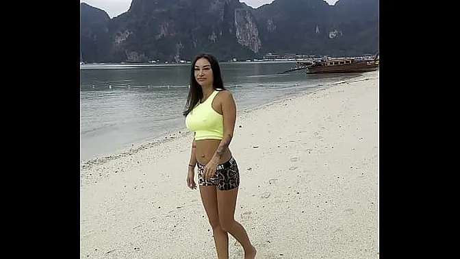 Busty solo beauty Monika Fox in green top