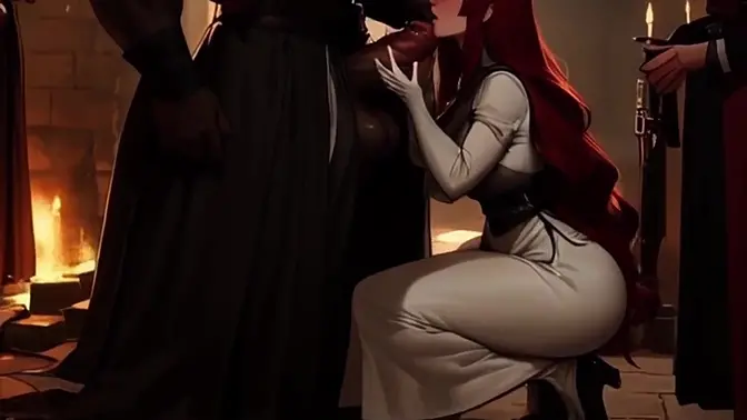 Busty White Medieval MILFs Suck BBC in Europe