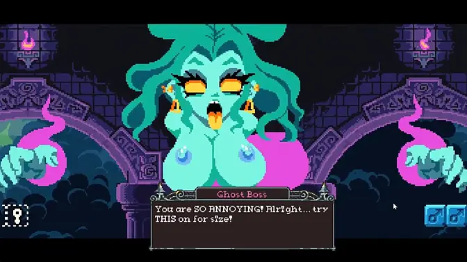 Busty witch's boss has giant boobs