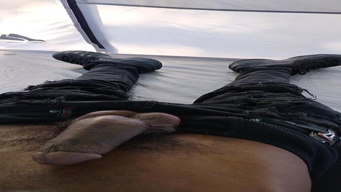 Camping buddy hunter wanks to big cock and massive cumshot