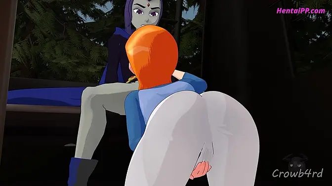 Cartoon Gwen helps her friend with a quick 3D hentai blowjob