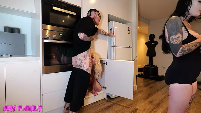 Cheated wife swallows cum in mouth during threesome with best friend's big cock