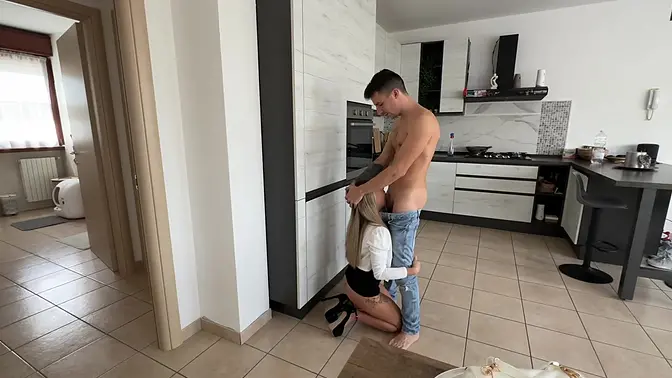 Cheating Italian wife punishes hubby with deep anal throat fuck