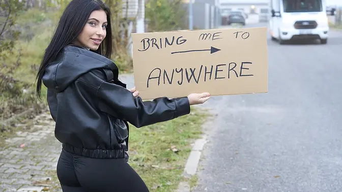 Cheating Teen GF rides random driver on the highway