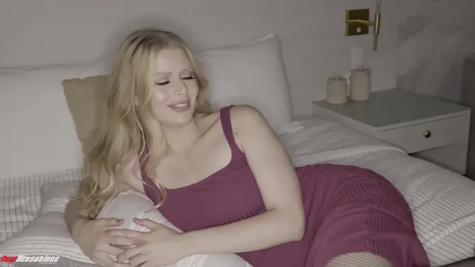 Cheating wife gets interviewed while playing with a vibrator