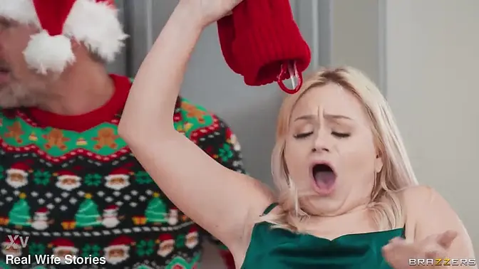 Cherie Deville and Rylee Blake's Christmas MILF face-fucked in high heels