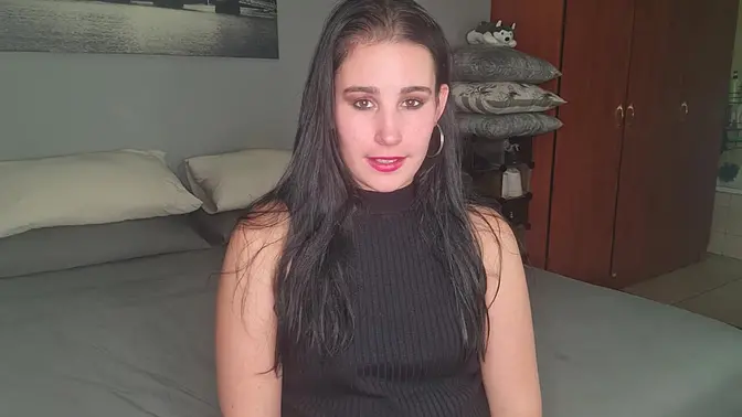 Chubby slut gives dirty talking jerk off instructions