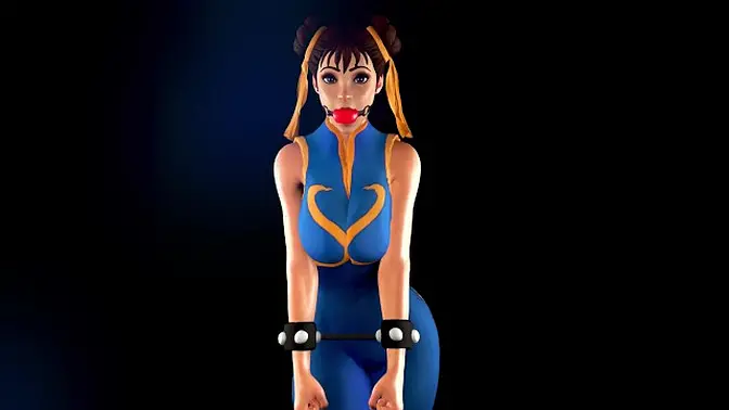 Chun-Li in Bondage: Jiggling Tits and Sexy Dance
