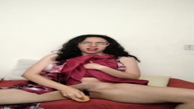 Clothed nympho rubs one out at family bday party