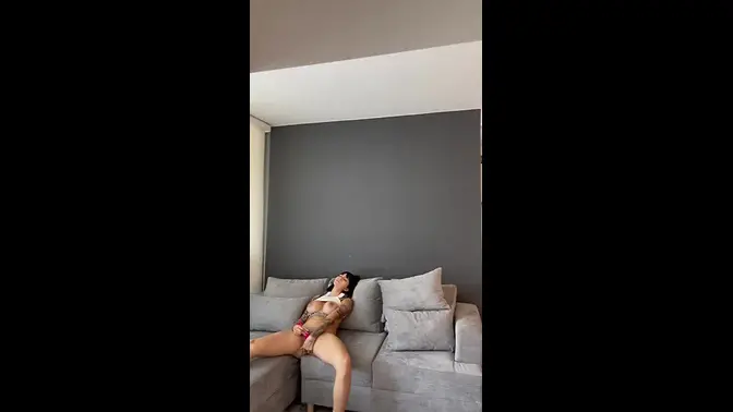 College coed with perfect ass shows off her tattoos and big boobs