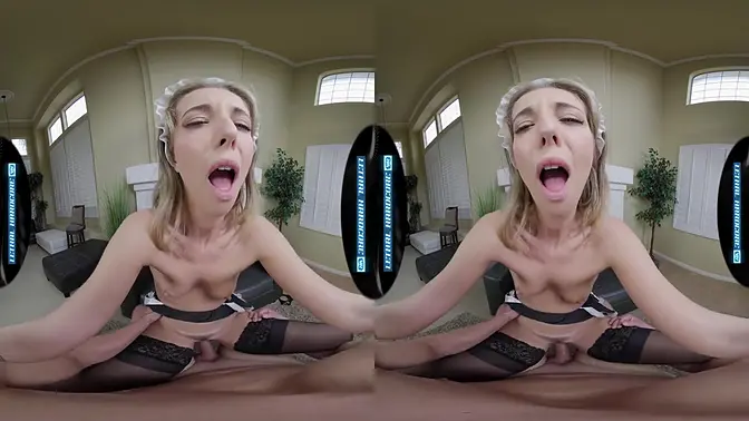 College maid rides cock in cowgirl and doggystyle