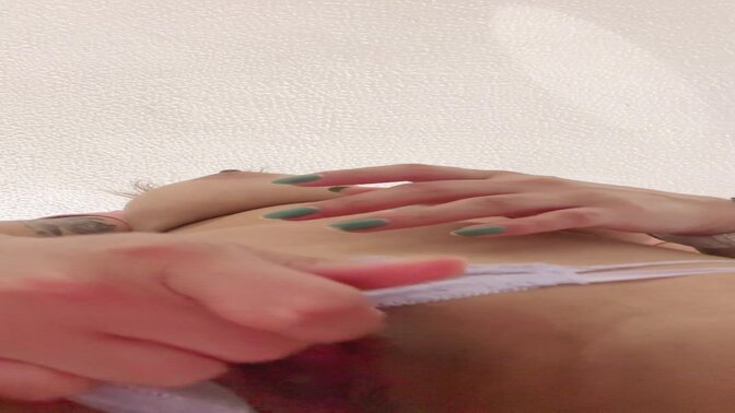 Colombian cutie jerks off with loud moans and toy orgasm