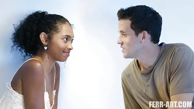 Colombian ebony babe rides big white cock in reverse cowgirl