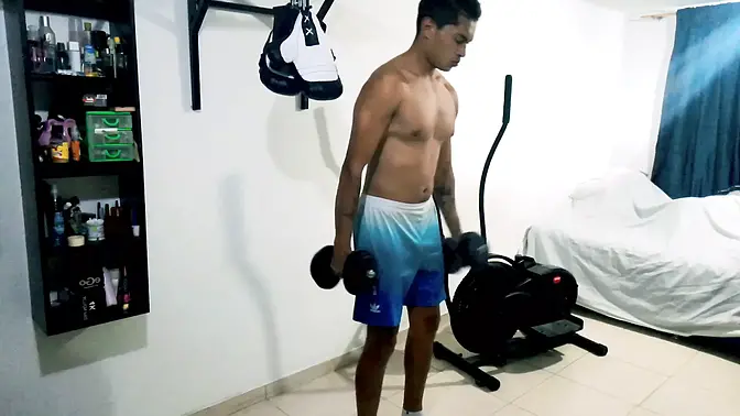 Colombian MILF shares stepson and hubby in gym threesome