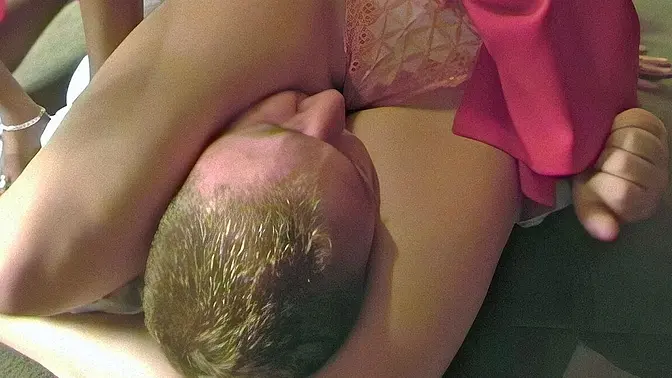 Controlling Topless Mistresses dominate and crush their slave