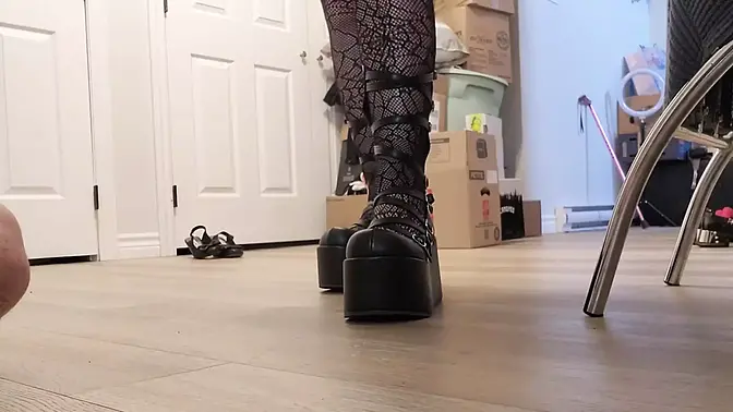 Couples foot worship turns into a CBT ball crushing session