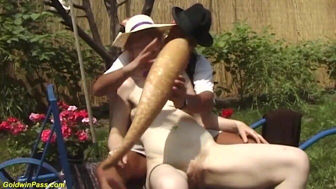 Crazy granny gets wild outdoor bang by young toyboy
