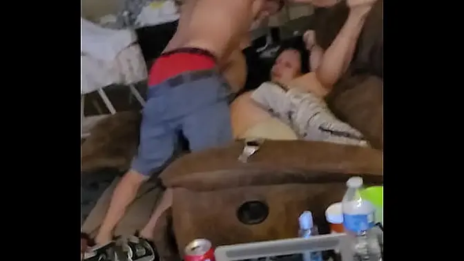 Cuckold husband watches Naughty Natty's pussy cream all over that big dick