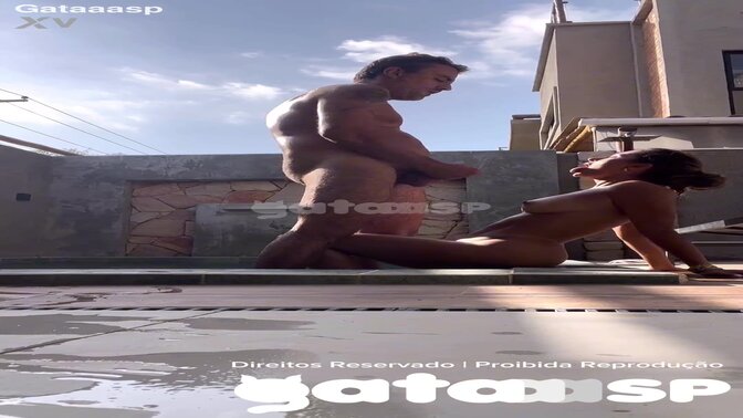 Cuckold watches his hot Latina wife get wet in a steamy shower after the beach