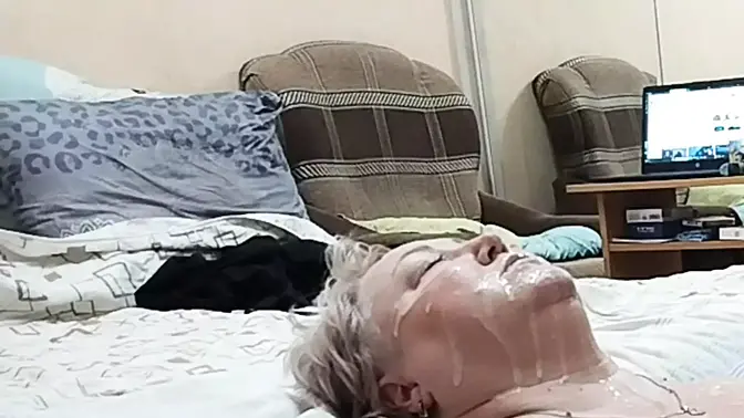 Cum Facials Galore: Mother-in-law swallows huge load