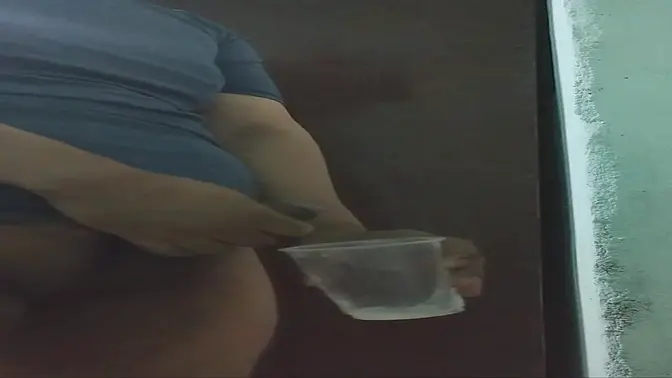 Cum in disposable cup