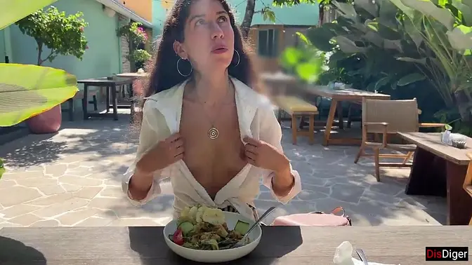 Cum on a Girl's Face in Public Cafe