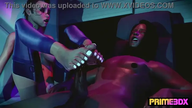 Curvy 3D babe blows huge cock in sexy outfit