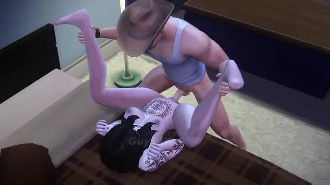 Curvy cowgirl with big tits learns to ride a cowboy