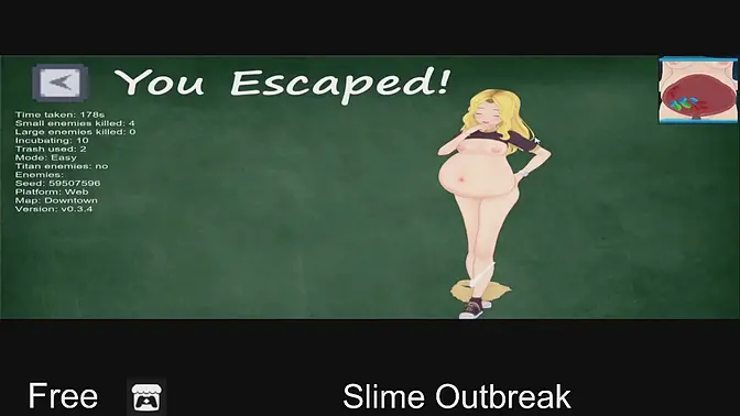 Curvy female protagonist fights off monsters while growing bigger