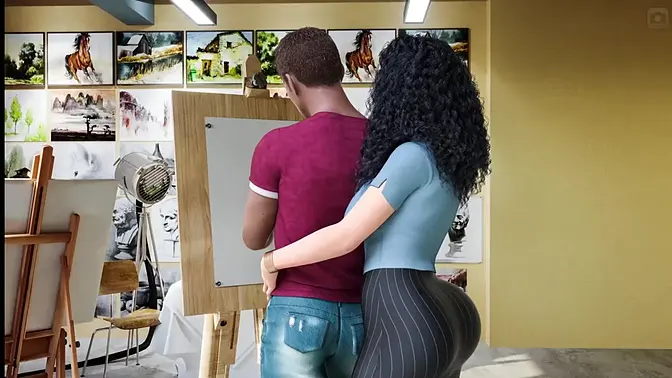 Curvy MILF with big natural tits gets serviced by big cock in 3D hentai game