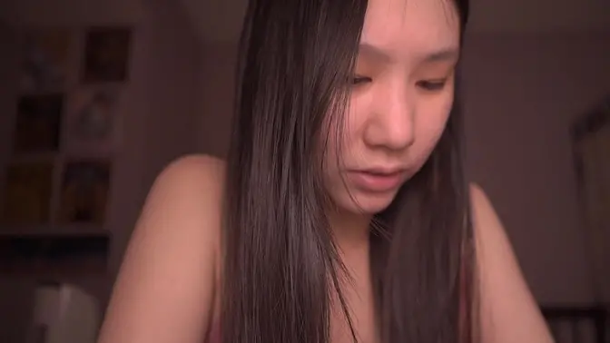 Cute Asian Girl ASMR Reading Book - Real Amateur