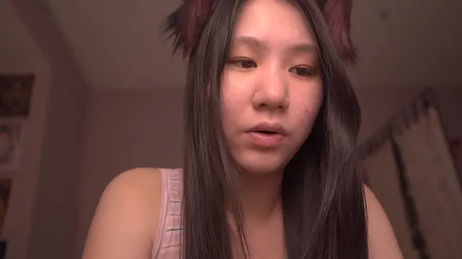 Cute Asian girl reads book in ASMR cosplay roleplay