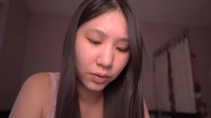 Cute Asian Solo Girl Reads Scripture & Gives ASMR Headpat