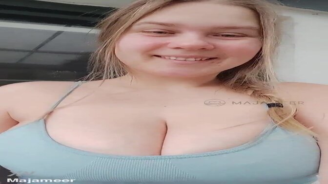 Cute Blonde German Chubby GF shows off her curvy body in a homemade video