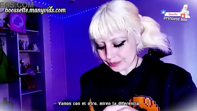 Cute blonde teen with pigtails in eye contact lense review