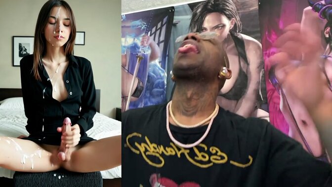 Cute blonde trans girl gives a sloppy blowjob and gets creampied