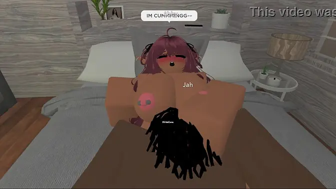 Cute couple goes wild in a small Roblox house