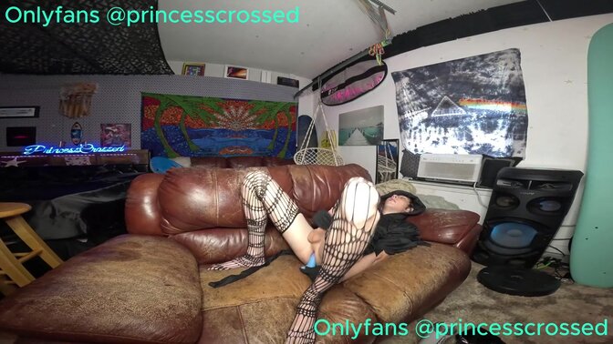 Cute femboy gets into the Halloween spirit with solo fun