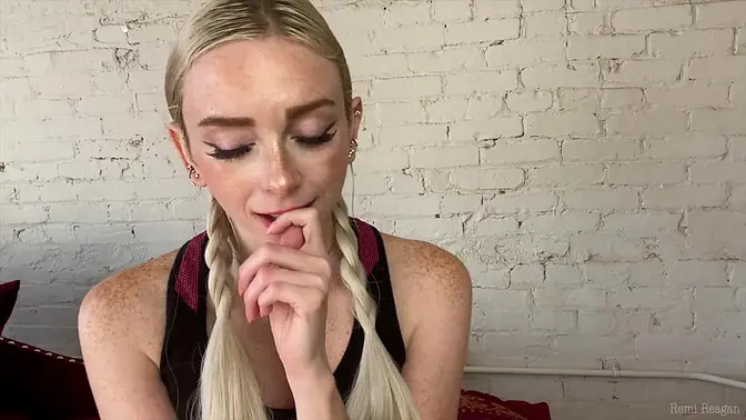 Cute freckled girl Remi Reagan gets POV JOI with cum countdown
