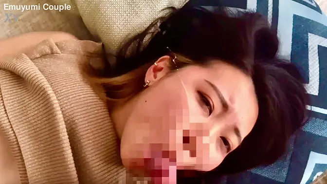 Cute girl POV gives sloppy blowjob with thick load