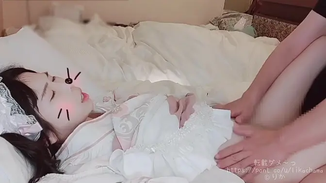 Cute Japanese girl gets naked under a cherry tree and gives a sensual