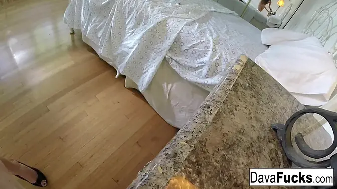 Dava Foxx plays with her big tits in sexy solo play