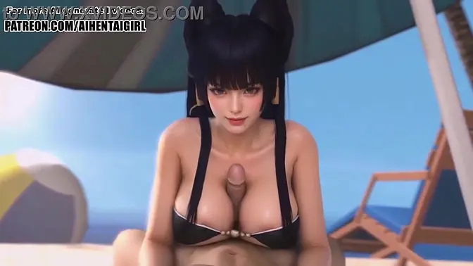 Dead or Alive Nyotengu cosplay Titjob with a Happy Ending | Uncensored Hentai AI generated