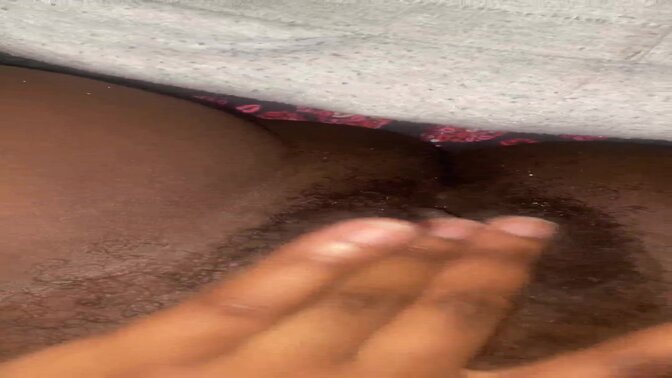 Dripping wet ebony solo girl enjoys juicy pussy play