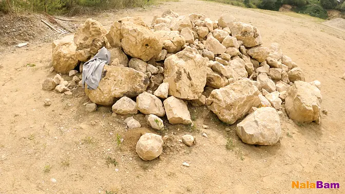 Dumb blind girl persuaded for outdoor fucking in a gravel pit