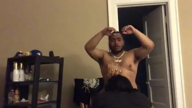 Ebony babe with big fat ass eats pussy