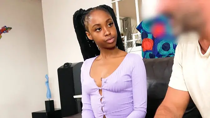 Ebony Black Thot Impaled by Huge White Cock in Audition