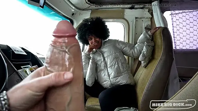 Ebony cutie gets big black cock in her snowy trap